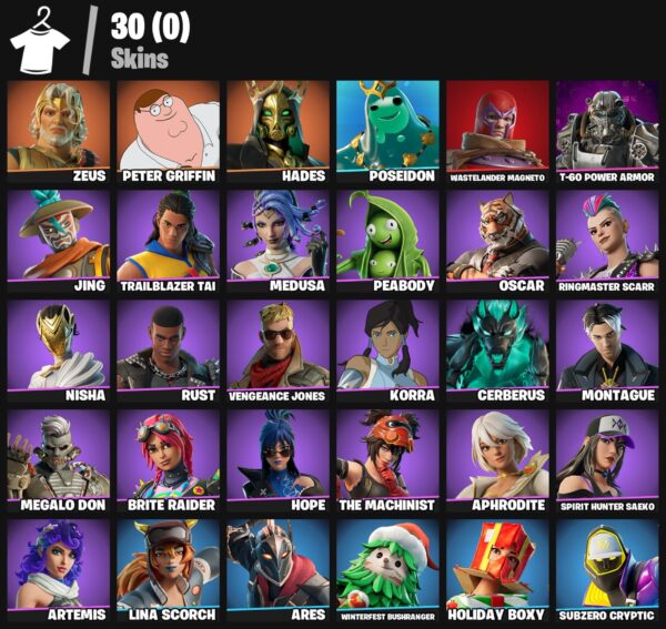 Buy Fortnite [PC/PSN/XBOX] 30 Skins | Zeus, Peter Griffin, Magneto & More + 100 VB